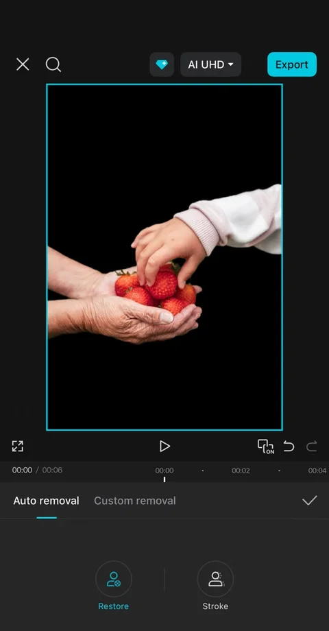 CapCut background removal interface