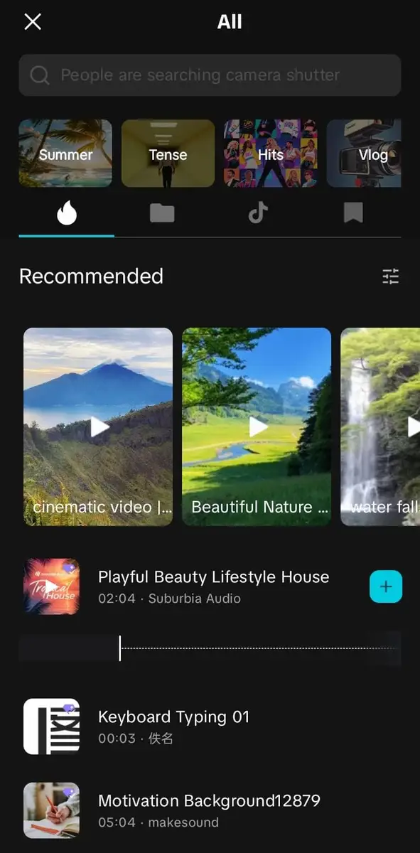 CapCut iOS sound effects library
