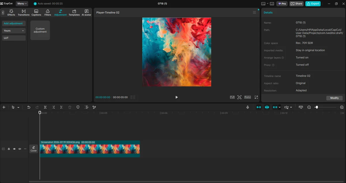 CapCut for PC user-friendly interface